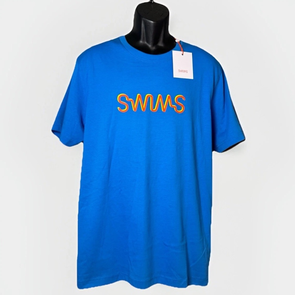 SWIMS Ravello 100% Pima Cotton Luxury Graphic Men’s T-Shirt Sail Blue Size L